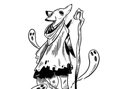 Fox necromancer animal animals fox ghost ghosts illustrateur illustration illustrator illustratrice