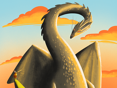 An epic battle dragon dragons fantasy illustration