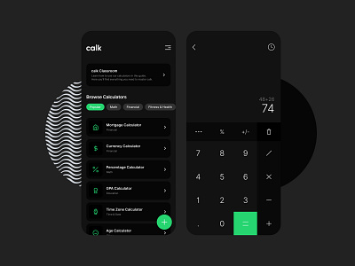 calk - Calculator App app calculator dailyui dark theme figma finance interface minimal mobile app design ui uidesign ux