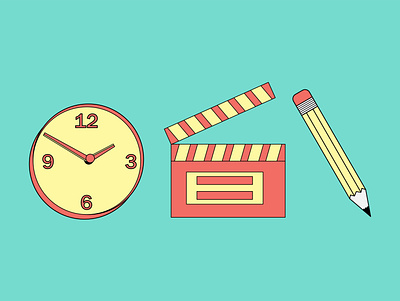 Icons for my Instagram - @mcknot adobe illustrator branding clapper clapperboard clock film flat graphic design icon illustration illustrator logo pencil primary colors time vector