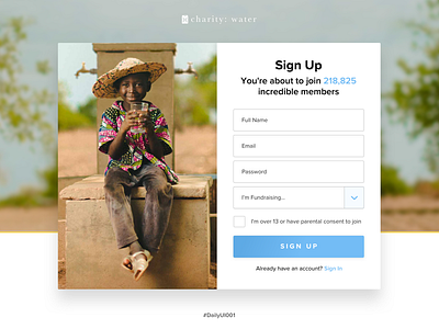 Charity:Water Signup form