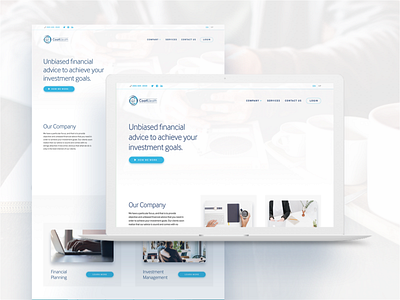 All White Everything—And Blue corporate design elegant homepage investment landing layout page professional web website