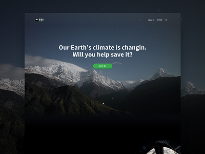 Climate Change is a real thing—NASA's into it. clean dark design homepage landing modern mountains page site web website