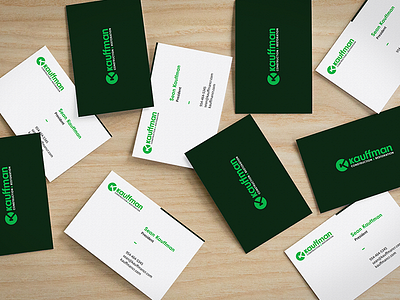 A little print design for Kauffman business cards collateral design graphic layout logo monogram print