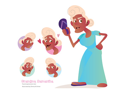 grandma samantha cartoon character design design illustraion illustration vector
