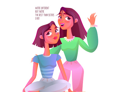 Twin sisters animation artwork cartoon character design design illustraion illustrator twin vector