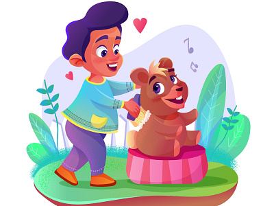 Me and the bear artwork cartoon character design design illustraion illustration illustrator kid new vector