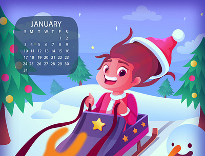 happy new year calendar artwork calendar cartoon character design children christmas design illustraion illustrator kid new vector year