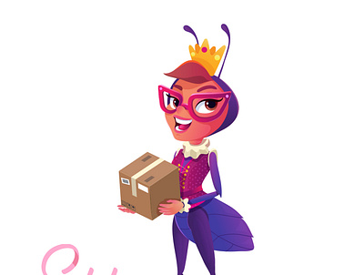Ella The Ant artwork cartoon character design color design illustraion illustration vector