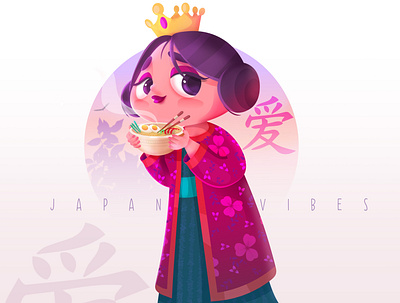 Japanese queen artwork cartoon character design design illustraion illustration new vector