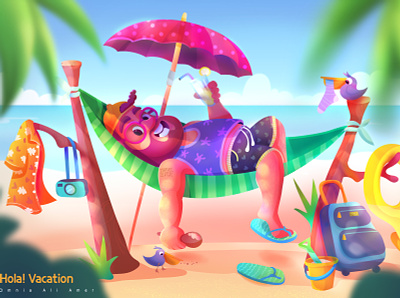 Hola ! Vacation animation cartoon character design design illustraion illustration vector