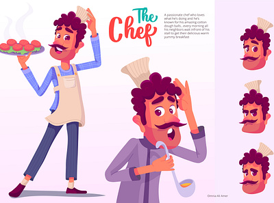 The Chef cartoon character design design drawing illustration vector