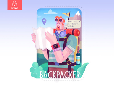 Airbnb | The backpacker cartoon character design design illustraion illustration vector