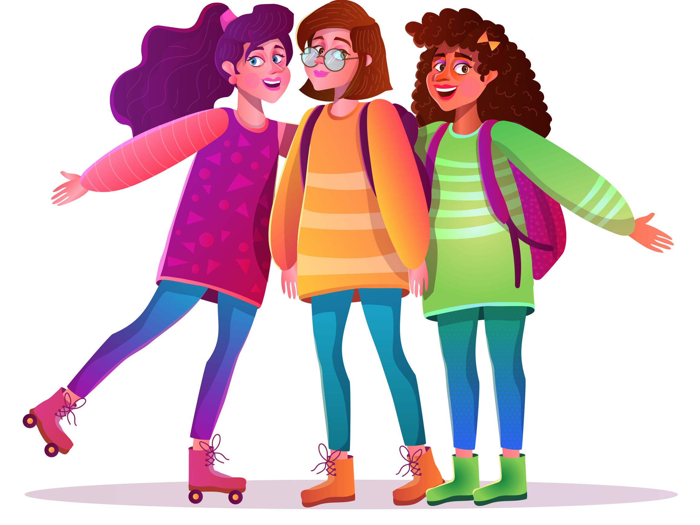 three friends together animated