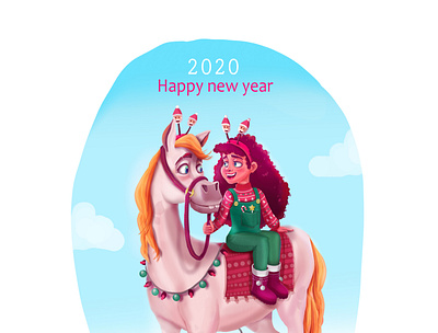 Happy new year 2020 animation character design christmas design illustraion