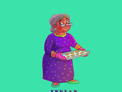 indian granny animation cartoon character design design illustraion illustration