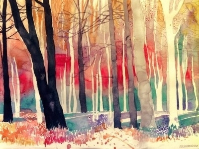 Woods art artwork ombre painting watercolor woods