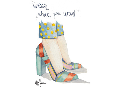 Wear what you want fashion polkadots shoes watercolor