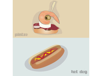 pintxo vs hot dog. Bilbao bilbao colors draw trip food hot dog pinto popular