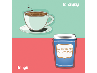 Coffee. To enjoy vs to go. Bilbao-New York bilbao coffee colors cup illustration new york to go