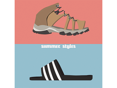 Summer styles. Bilbao vs New york. bilbao colors differences illustration new york popular shoes style