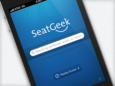 SeatGeek iPhone App blue home iphone search seatgeek
