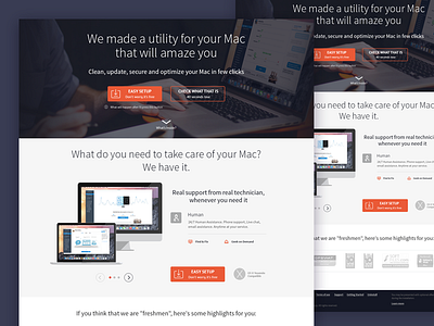 Landing Page clean flat landing mac macbook protection responsive secure support ui utility web