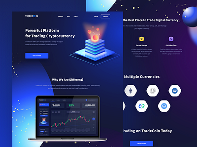 Concept Landing - Cryptocurrency bitcoin cryptocurrency design interface landing money trade trading ui ux wallet web
