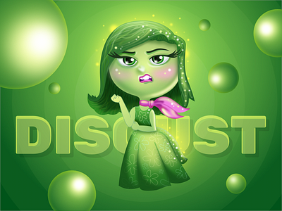 Disgust Character - Fun Illustration character color cute disgust disney green illustration insideout pixar