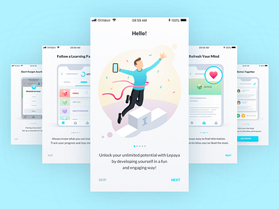 Learning App - Onboarding Slides android clean education illustration ios learning app mobile app onboarding onboarding screens online learnin