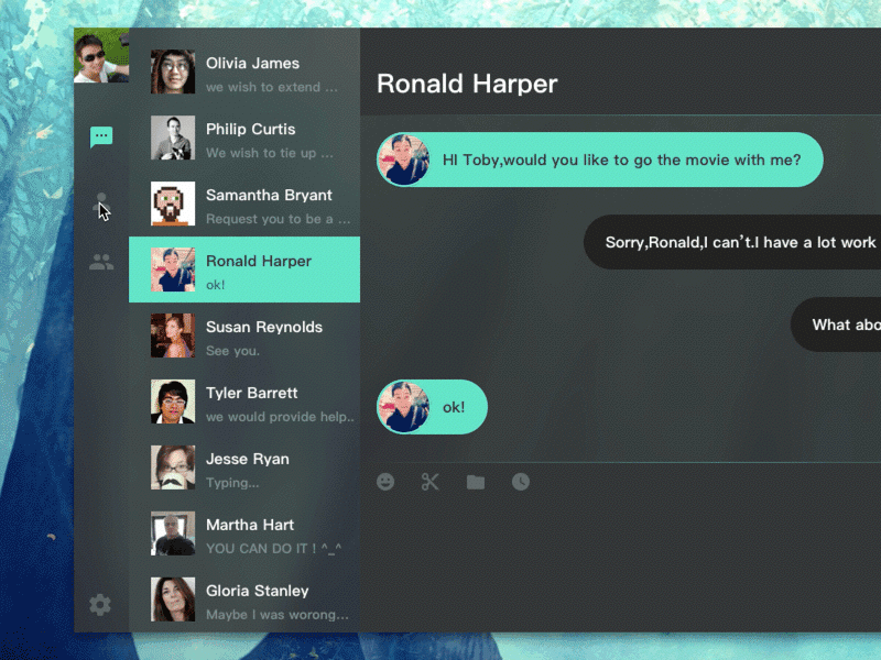 Daily UI #13-Direct Messaging dailyui direct messaging fluent design system gif ui