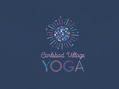 Carlsbad Village Disco Ball Yoga Logo Design.