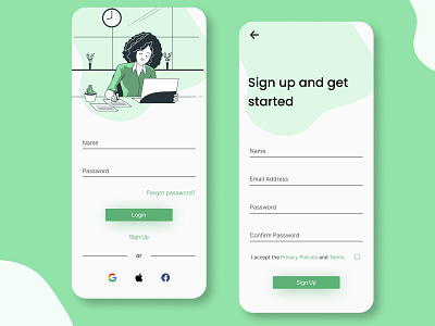 Sign Up • Daily UI #001 001 daily challange daily ui dailyui illustration login minimal mobile app sign up sign up screen typography ui ux vector