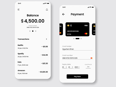 Credit Card Checkout • Daily UI #002 bank app bank card bank ui credit card checkout design minimal ui ux