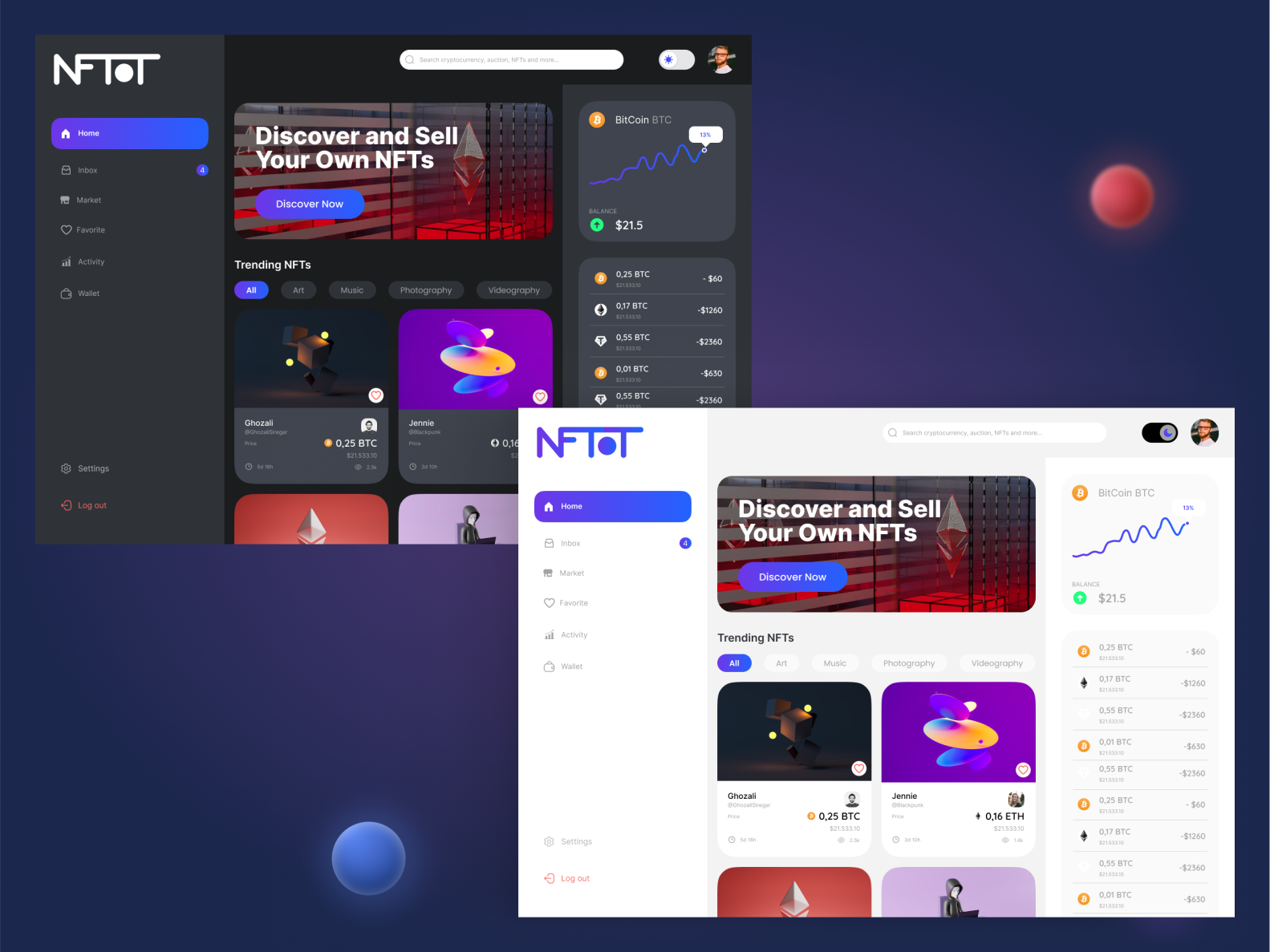 NFTot - NFT Dashboard by Miftah Hurrohman on Dribbble