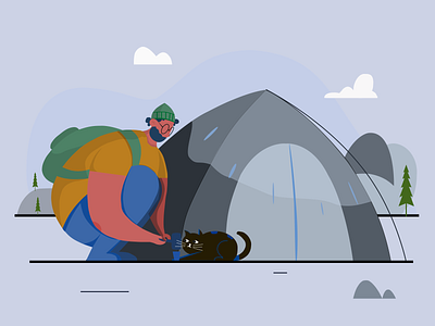 CAMPING boy camping illustration vector рисунок