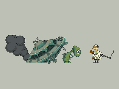 UFO illustration pixel pixelart