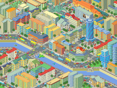 City - 2 city illustration pixel pixelart town