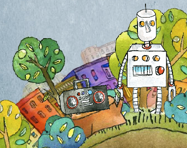 Robot Website illustration interactive design remanufacturing rit robot watercolor whimsical