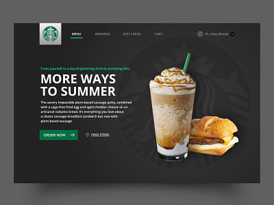 Starbucks Coffee Landing Page UI