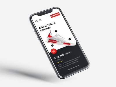 Supreme shopping app product page UI/UX app branding design ecommerce app ecommerce design ecommerce shop flat minimal mobile app design mobile ui shopping app shopping cart supreme ui ux