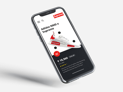 Supreme shopping app product page UI/UX