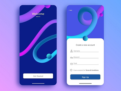 Welcome and signup blends app blendtool design illustrator mobile app mobile app design mobile ui ui ux xd design