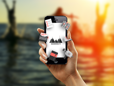 Wandering Tv Mobile App Teaser app blog flat hand icon ios iphone mobile mock travel ui ux