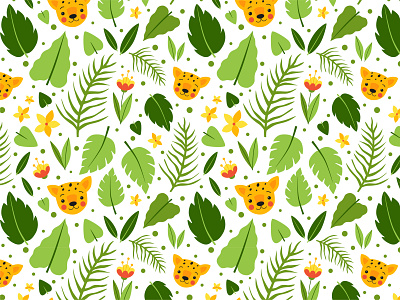 Hide and Seek in the jungle animals comic cute fabric flat funny illustration pattern print swatch textile