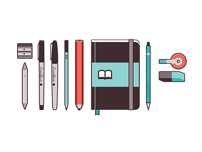 Designer Tools eraser icons illustration level five moleskine pen pencil sharpie vector