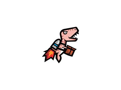Dinopacket cute delivery dino dinosaur mascot modern packet rocket vector