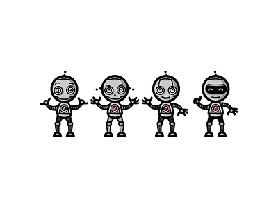 4 Robots cute machine mecha robot robots simple vector