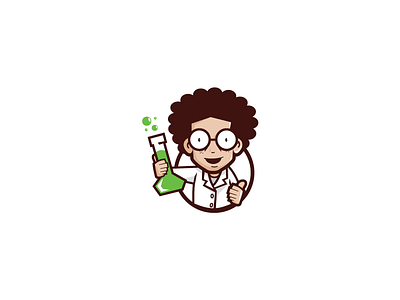 Afroscientist afro brand branding curly cute doctor logo science scientist simple
