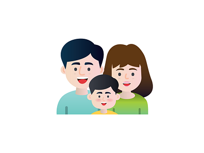 Family dad design family flat gradient header illustration kid mom work
